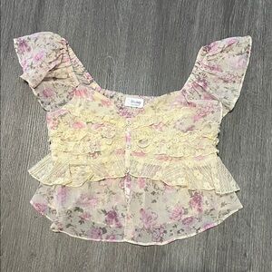 Blu Ivy Pink and Cream Smocked Top